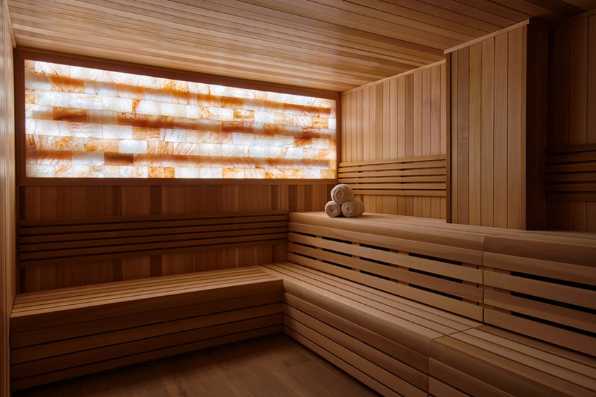 The sauna at the Spa at Baia Beach Club