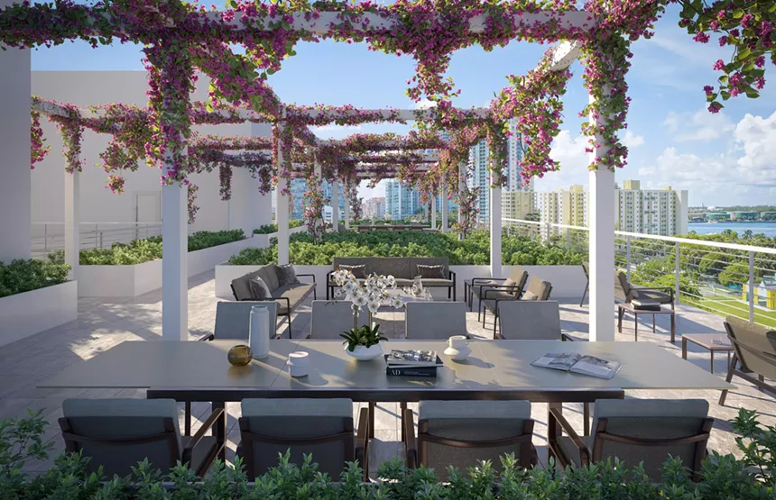 an outdoor dining terrace