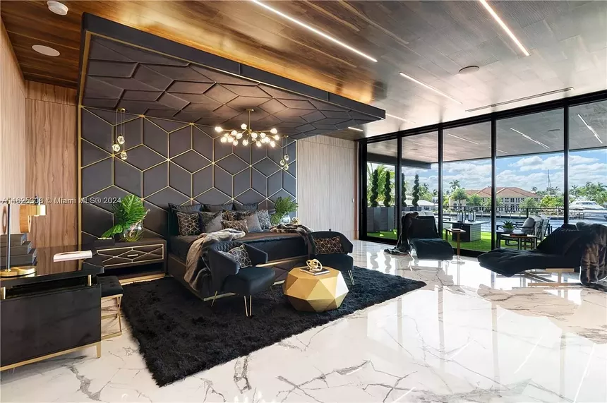 Primary bedroom in $48 million mansion in Fort Lauderdale