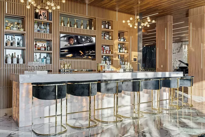 White marble bar in $48 million mansion
