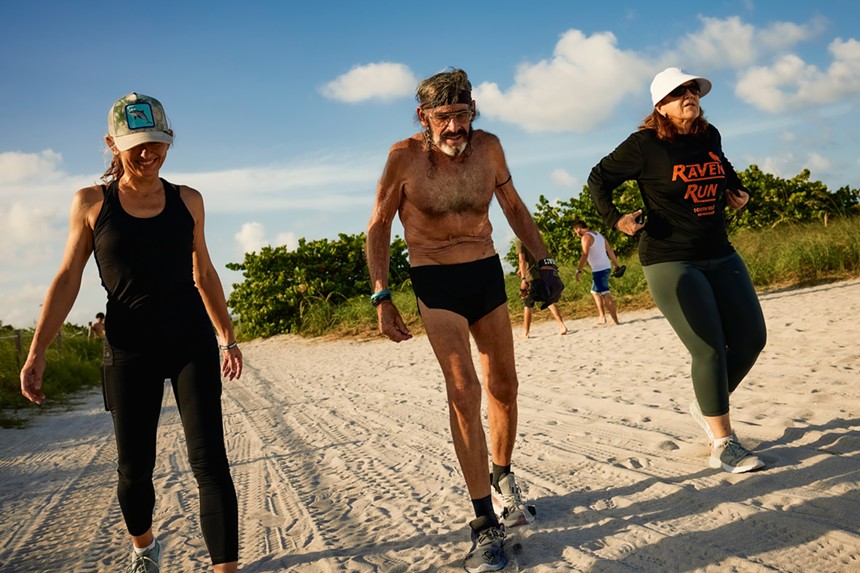 Robert "Raven" Kraft running in Miami Beach with his Raven Runners