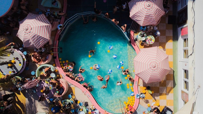 Aerial shot of the pool at the Clevelander