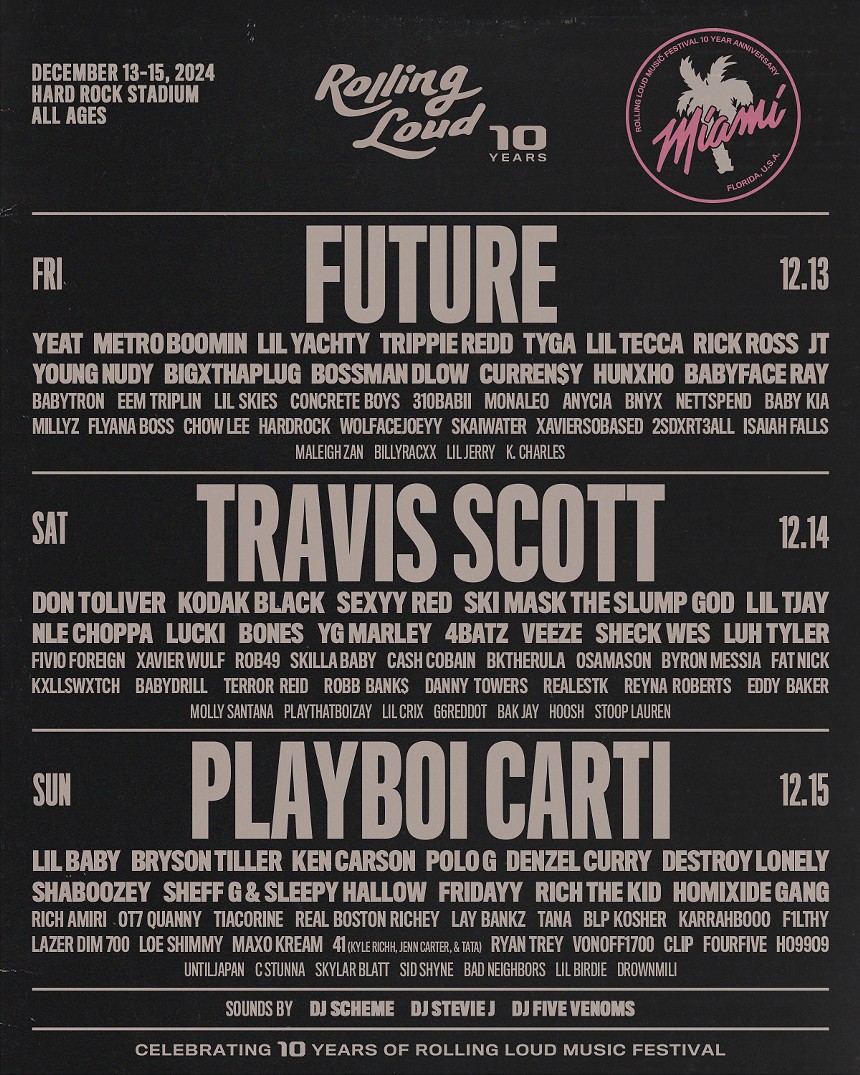 Flyer with the lineup of Rolling Loud 2024