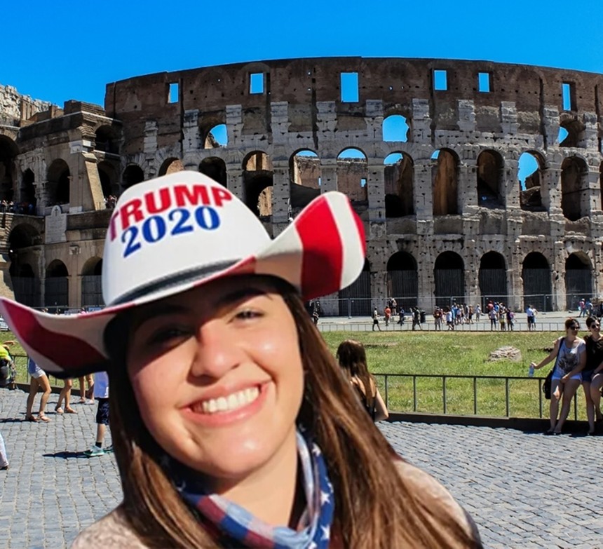 A Trump fan photoshopped in front of a colosseum