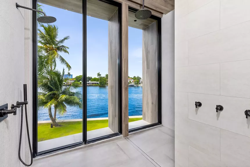 shower with floor-to-ceiling windows