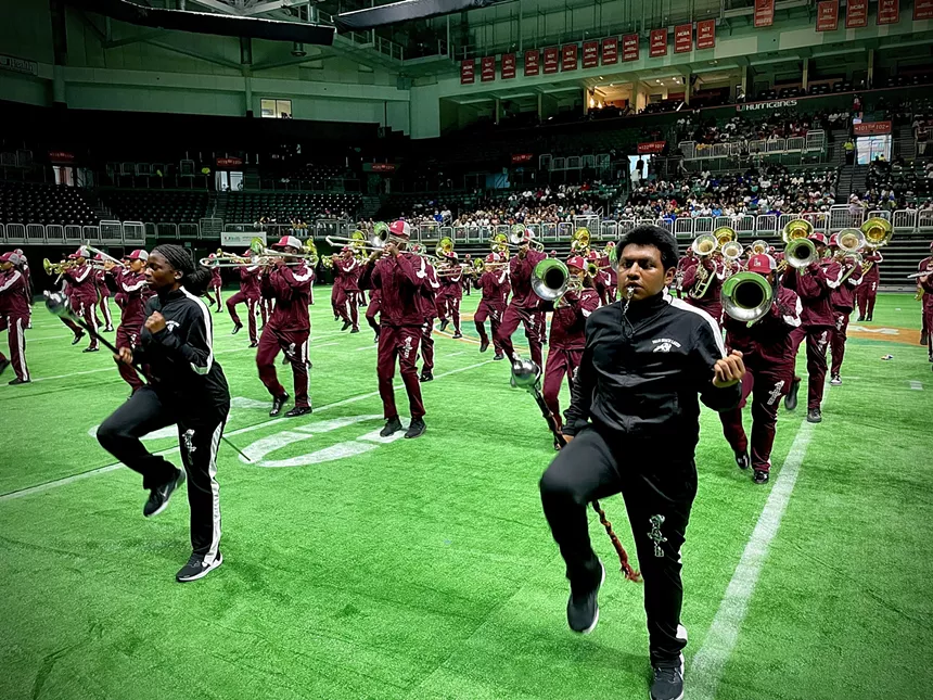 Palm Beach Lakes High School's Ram Regiment Band performing at the Watsco Center.