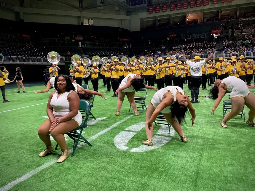 ASU's Mighty Marching Hornets performing at the Watsco Center.