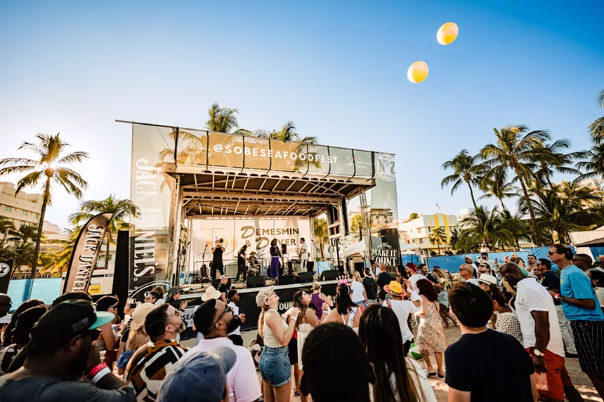stage with a crowd