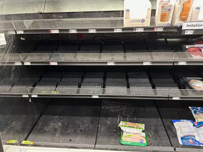 Empty shelves at Publix