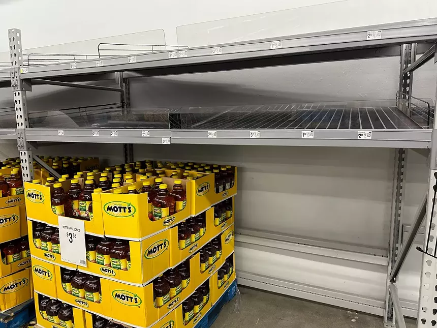 Empty shelves at Walmart