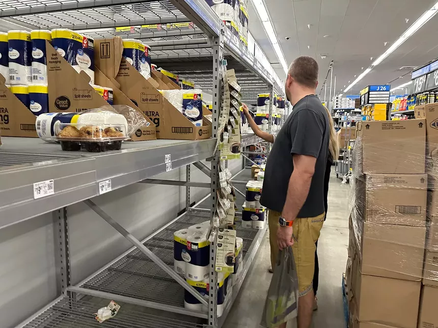 Empty shelves at Walmart
