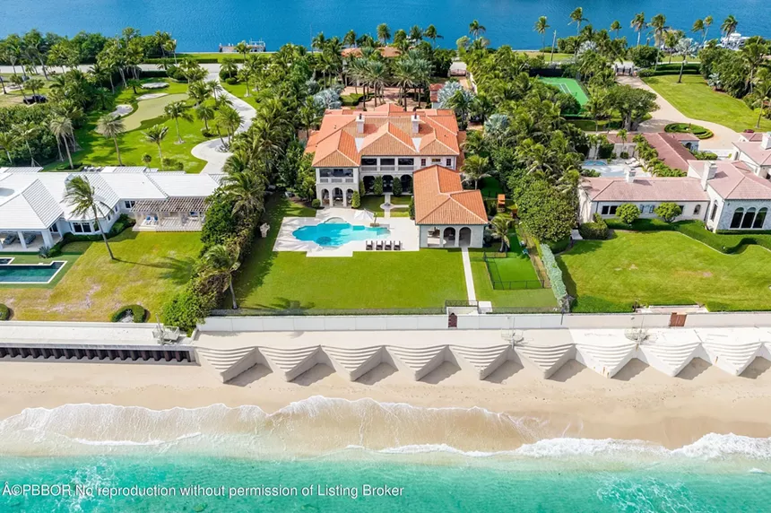 Overhead view of the property with direct oceanfront and Intracoastal Waterway access