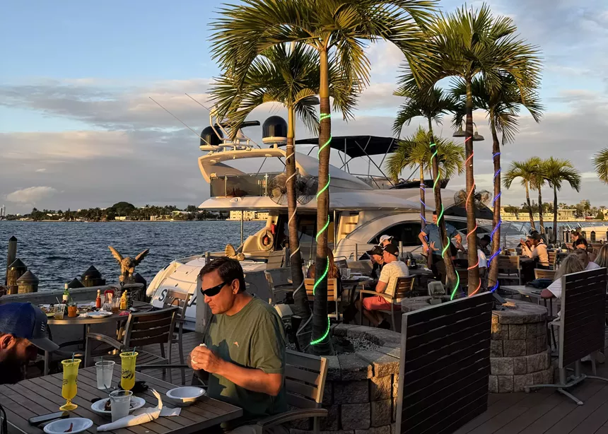 people eating outside