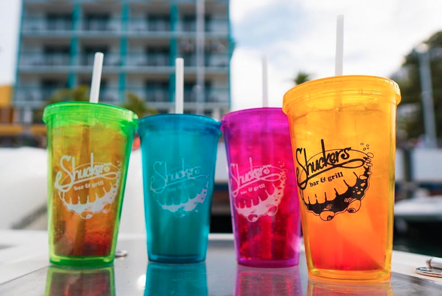 colorful plastic cups