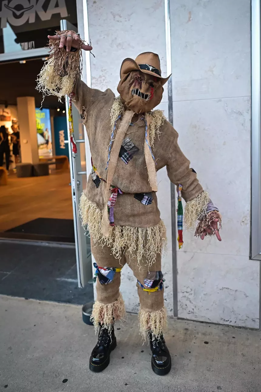 People in costume on Halloween night on Lincoln Road in Miami Beach