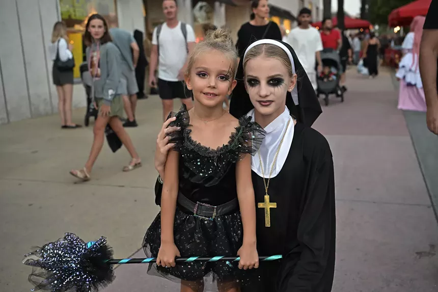 People in costume on Halloween night on Lincoln Road in Miami Beach