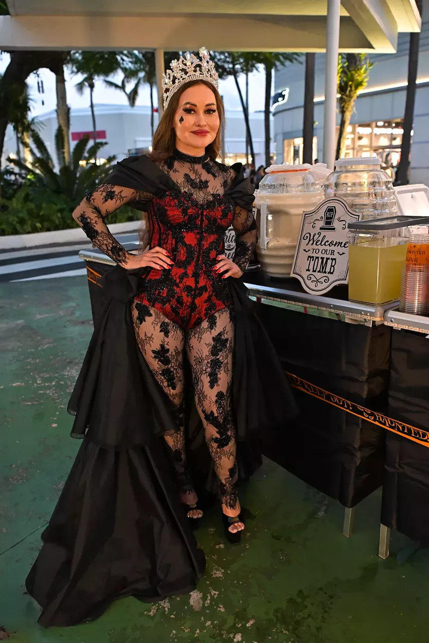 People in costume on Halloween night on Lincoln Road in Miami Beach