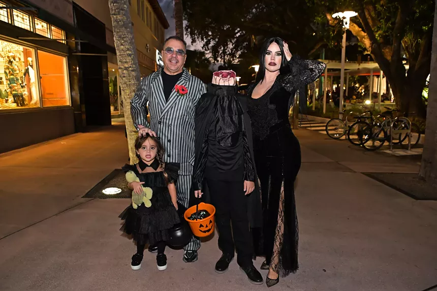 People in costume on Halloween night on Lincoln Road in Miami Beach