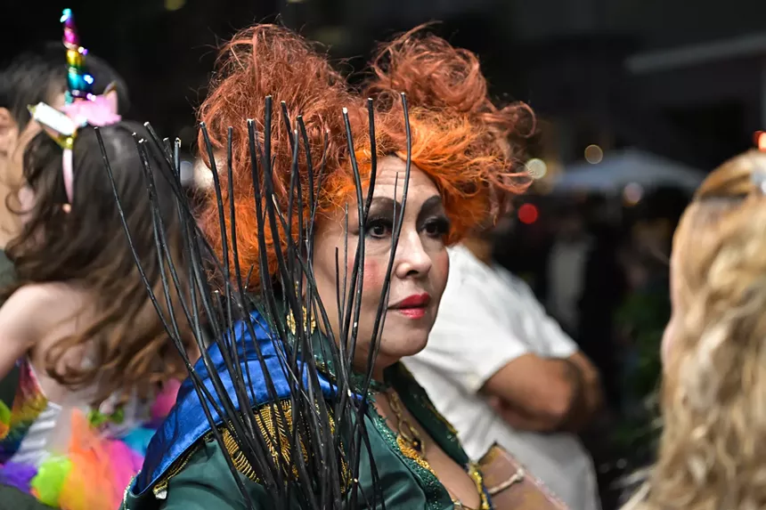 People in costume on Halloween night on Lincoln Road in Miami Beach