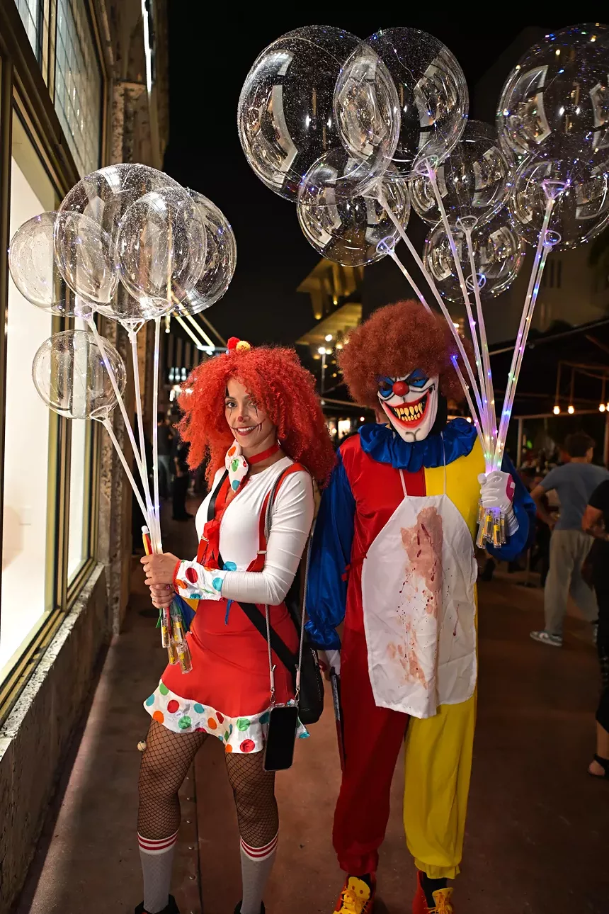 People in costume on Halloween night on Lincoln Road in Miami Beach