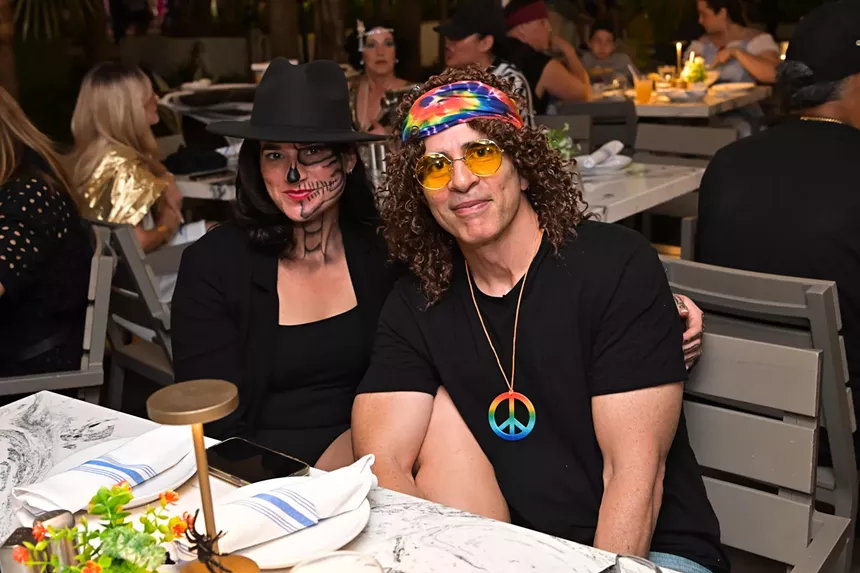 People in costume on Halloween night on Lincoln Road in Miami Beach