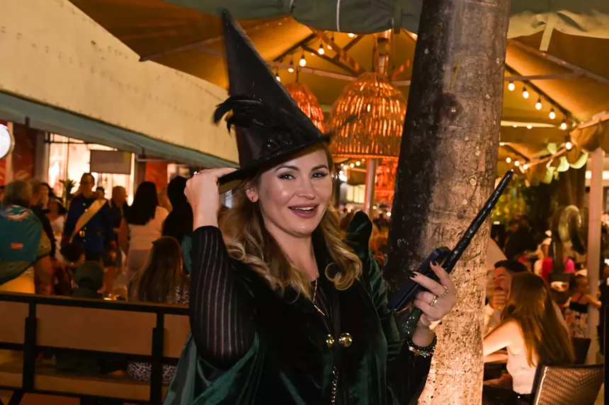 People in costume on Halloween night on Lincoln Road in Miami Beach