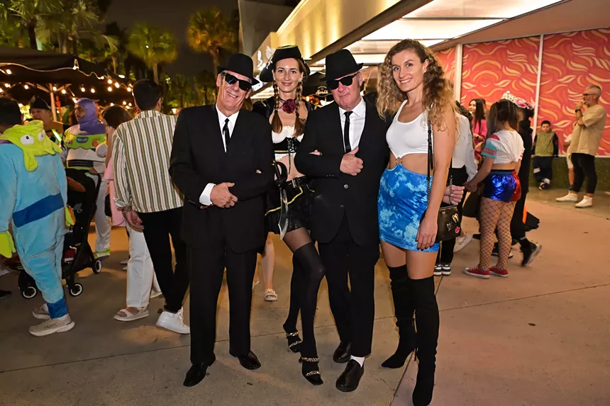 People in costume on Halloween night on Lincoln Road in Miami Beach