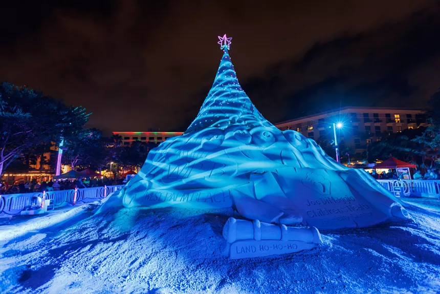 Christmas tree made out of sand in West Palm Beach, Florida
