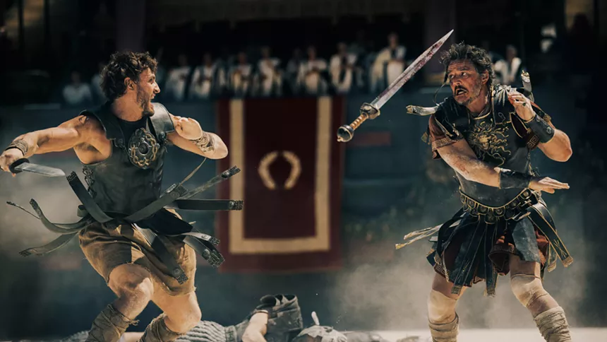 Still of Paul Mescal and Pedro Pascal in Gladiator II