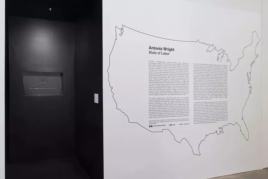 Entrance to Antonia Wright's installation, State of Labor