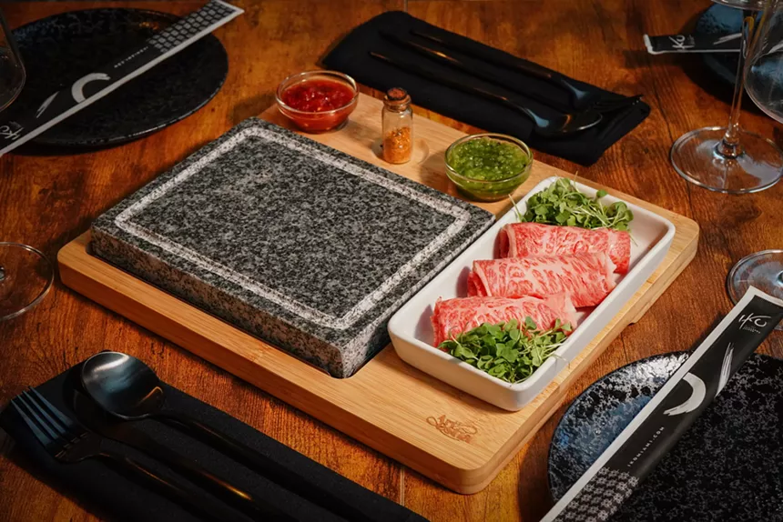 meat and a hot stone