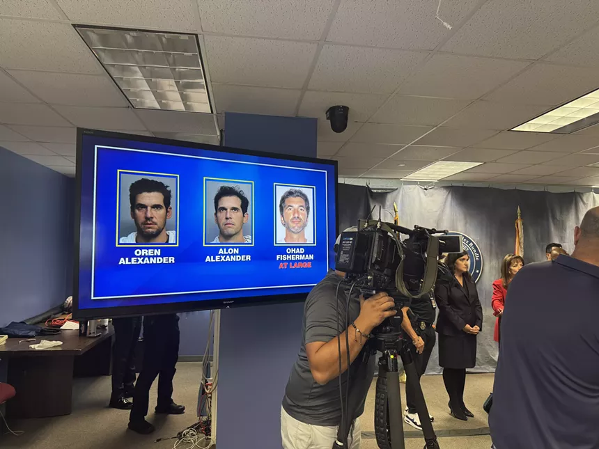 Mugshots of Oren and Alon Alexander; photo of Ohad Fisherman