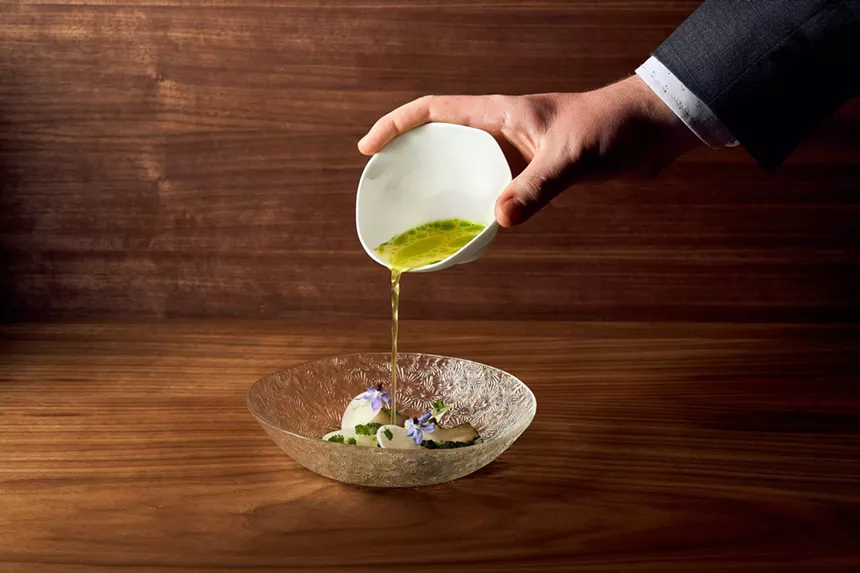 pouring olive oil