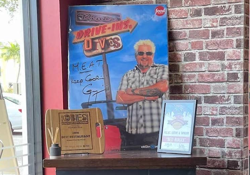 a poster on a table