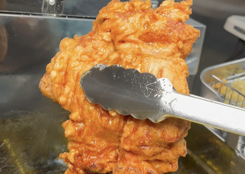 a giant fried chicken cutlet