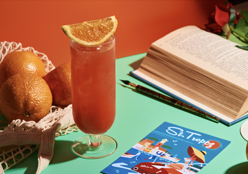 a cocktail and a book