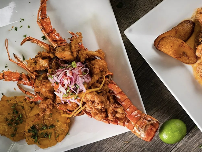 A plate of seafood