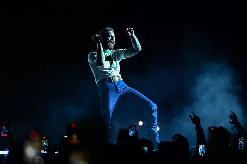 Post Malone performs onstage at Hard Rock Stadium in Miami Gardens, Florida, on June 8, 2025, on his Big Ass Stadium Tour.