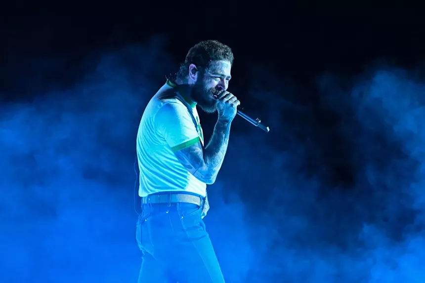Post Malone performs onstage at Hard Rock Stadium in Miami Gardens, Florida, on June 8, 2025, on his Big Ass Stadium Tour.