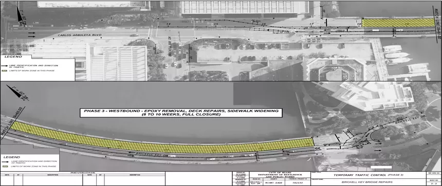 Construction visual of Brickell Key bridge repairs