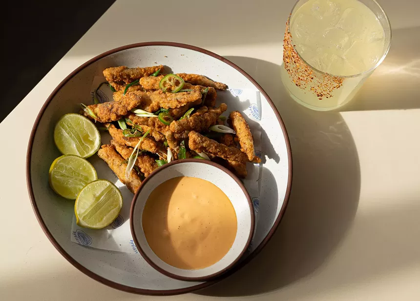 food and a cocktail