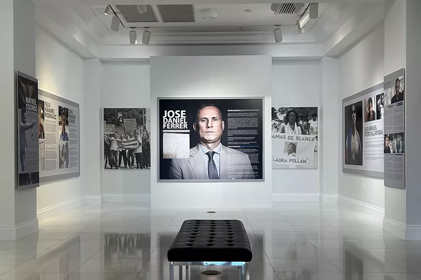 a museum display features placards profiling Cuban opposition leaders