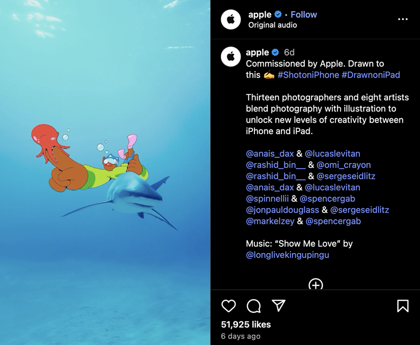 An Apple ad on Instagram.