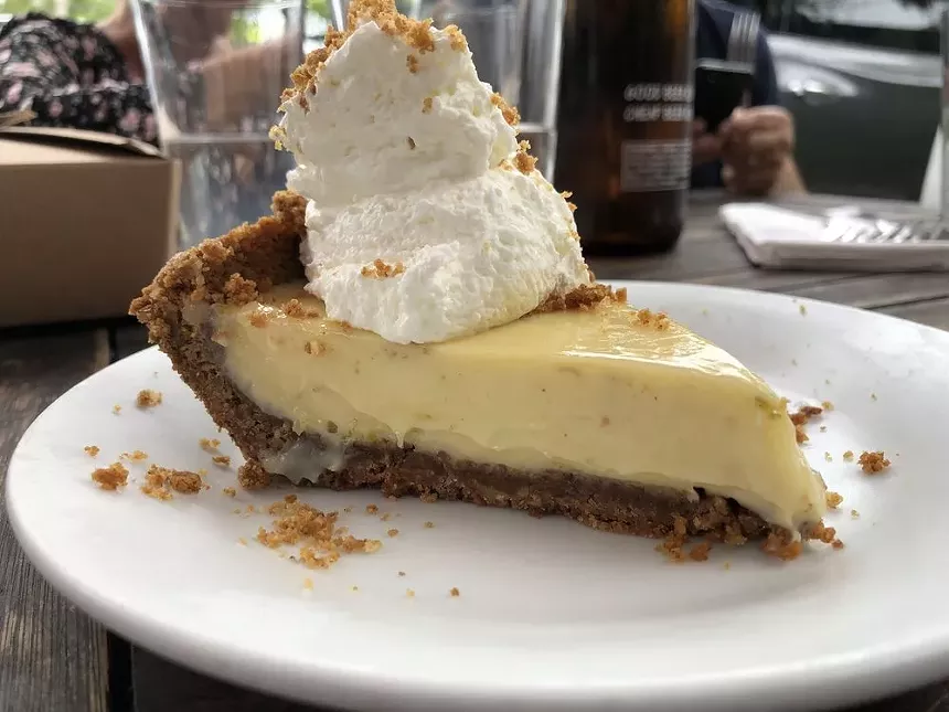 key lime pie slice on plate