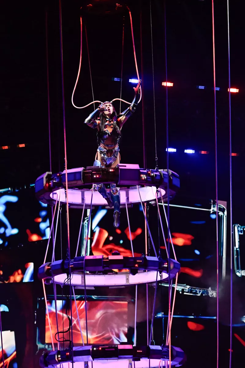 Picture of Katy Perry emerging from a spaceship.