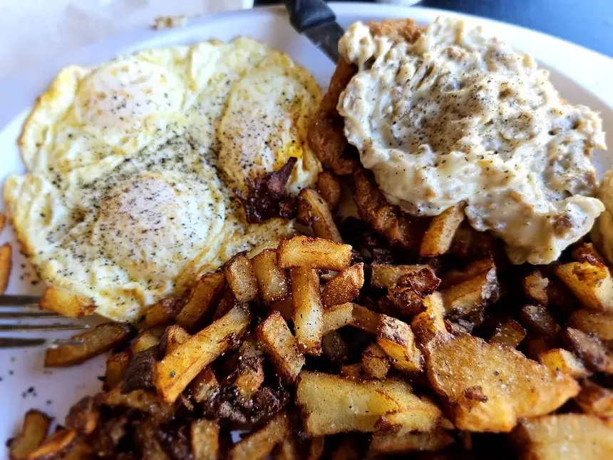 eggs and potatoes on plate