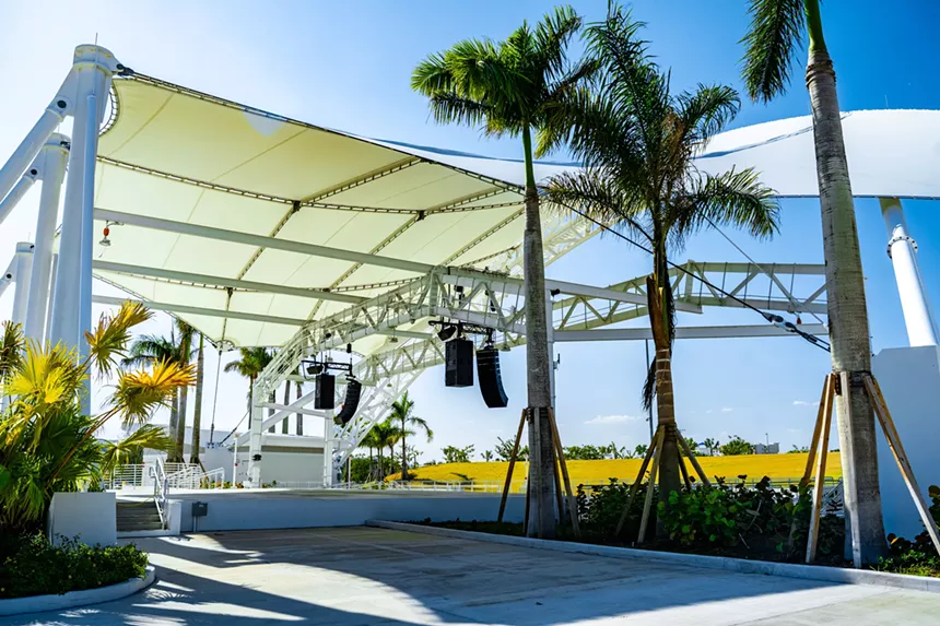 Image of a stage at an outdoor venue.