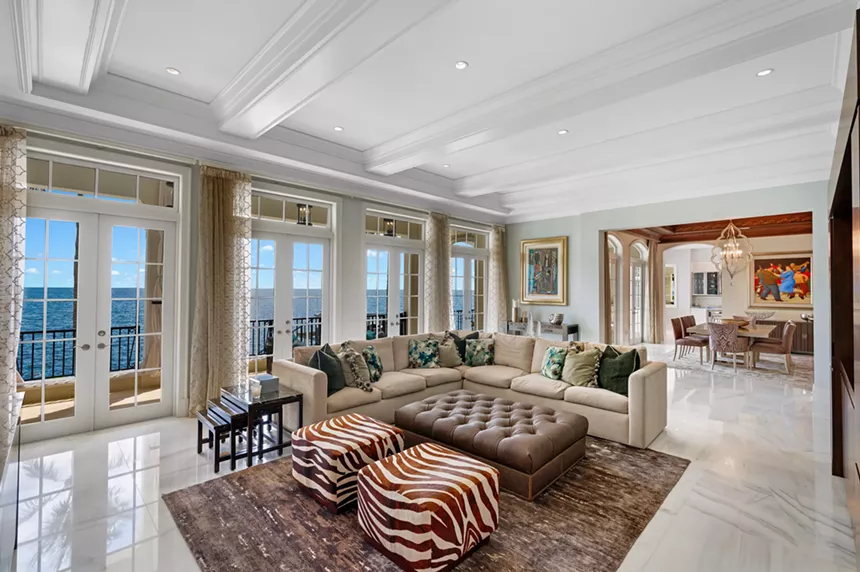 Living room with doors to an outdoor terrace