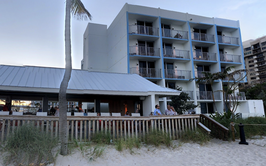 Google Maps screenshot of beach hotel and bar