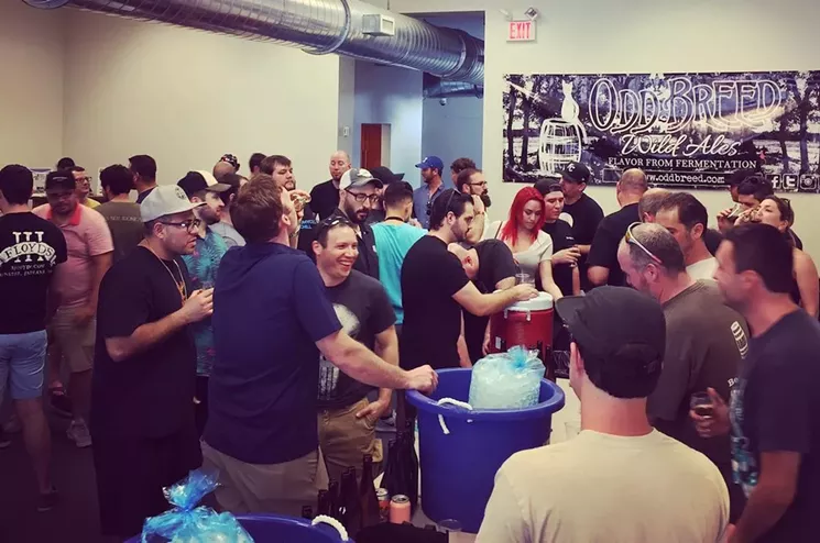 Odd Breed Wild Ales rare-bottle-club members gather for the brewery's first meet-and-greet bottle-share event. - PHOTO COURTESY OF ODD BREED WILD ALES